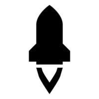 fusée avec flamme dans un vaisseau spatial volant lancement exploration spatiale concept d'arme de guerre icône illustration vectorielle de couleur noire image de style plat vecteur