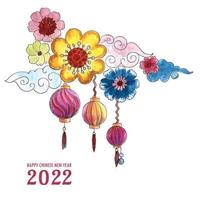 Conception de cartes de voeux pour le nouvel an chinois 2022 vecteur