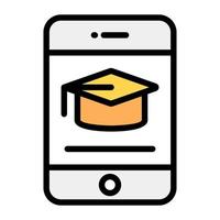 vecteur d'application d'éducation, mortier à l'intérieur du mobile