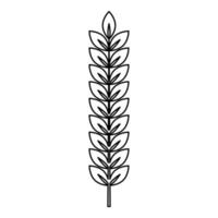 épillet de blé plante branche icône contour noir couleur illustration vectorielle image de style plat vecteur