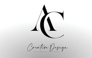 icône de conception de logo de lettre ac avec police serif et illustration vectorielle de lettres créatives unies vecteur