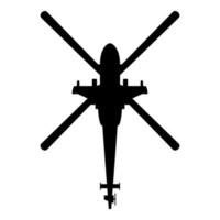 vue de dessus d'hélicoptère icône d'hélicoptère de combat couleur noire illustration vectorielle image de style plat vecteur