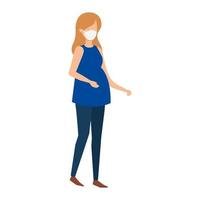 femme enceinte avec masque facial icône isolé vecteur