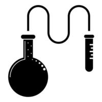 flacon de distillation d'huile pour réactifs chimiques avec tube à essai à l'aide d'un tube mince icône de concept de réaction chimique illustration vectorielle de couleur noire image de style plat vecteur