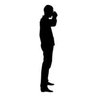 homme buvant de la tasse icône debout illustration vectorielle de couleur noire image de style plat vecteur