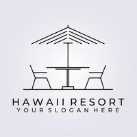 terrasse minimale café restaurant, café logo icône signe symbole vecteur illustration conception hawaii resort