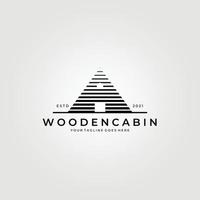 conception d'illustration vectorielle de logo de cabine en bois, logo créatif, dessin au trait, logo monoline vecteur