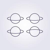 planète symbole icône dessiner logo simple minimaliste dessin au trait ensemble bundle divers collection vecteur