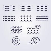 illustration vectorielle du logo de la rivière du lac d'eau de diverses vagues, conception de l'emballage de la collection d'ensembles de bundles vecteur