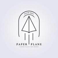 avion en papier voyage logo dessin au trait conception d'illustration vectorielle simple vecteur