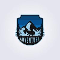 terre nuit aventure logo de montagne sauvage conception d'illustration vectorielle vecteur