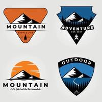ensemble de conception d'illustration vectorielle de logo d'aventure en montagne, logo extérieur vecteur