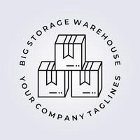 dessin au trait boîtes produit , carton , entrepôt stockage logo icône signe symbole vecteur illustration conception