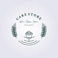 boulangerie boutique cupcake dessert gâteau dessin au trait logo vecteur illustration design simple