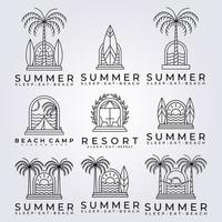 ocean resort été surf bundle logo vector illustration design resort hawaii logo