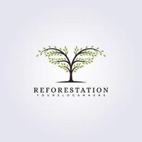 reboisement evergreen green forest logo vector illustration design