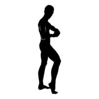 posant bodybuilder silhouette musculation vecteur