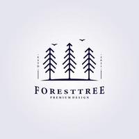 forêt arbre bois simple logo dessin au trait vecteur illustration conception icône symbole étiquette signe modèle arrière-plan créatif terre champ