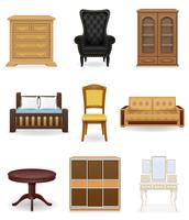 définir des icônes illustration vectorielle de meubles vecteur