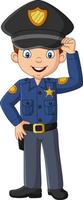 dessin animé souriant officier policier debout vecteur