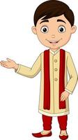 garçon indien de dessin animé portant un costume traditionnel vecteur