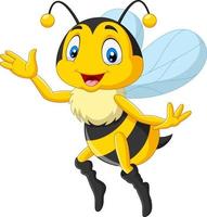 dessin animé heureux abeille agitant la main vecteur