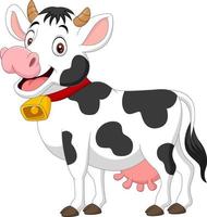 vache heureuse de dessin animé isolée sur fond blanc vecteur