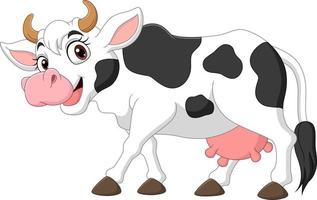 heureux, dessin animé, vache, isolé, blanc, fond vecteur
