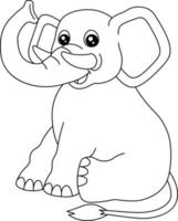 Coloriage éléphant isolé pour les enfants vecteur