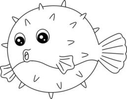 coloriage de poisson-globe isolé pour les enfants vecteur