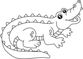 crocodile, coloriage, page, isolé, pour, gosses vecteur