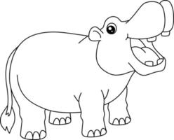 Coloriage hippopotame isolé pour les enfants vecteur