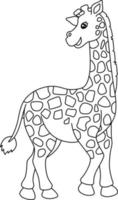 Coloriage girafe isolé pour les enfants vecteur