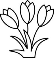 vecteur d'icône de contour de fleur de tulipe
