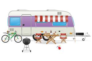 illustration vectorielle de caravane de camping car vecteur