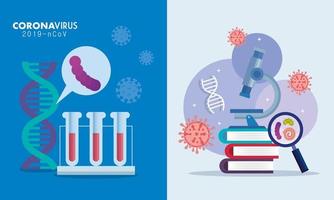 définir une affiche avec des particules covid 19 et des icônes médicales vecteur