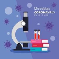 microbiologie pour covid 19 et icônes médicales vecteur