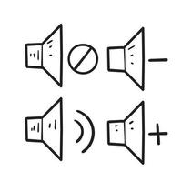 volume de doodle dessiné à la main haut et bas collection d'illustrations d'icônes de silence vecteur