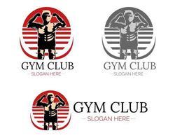 illustration vectorielle conception du modèle de mascotte de logo de gym vecteur