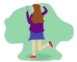 illustration vectorielle conception d'une fille prenant un selfie avec son smartphone vecteur