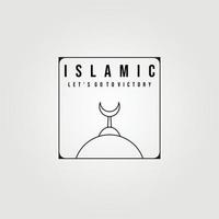 vecteur d'art de ligne de logo de mosquée islamique, conception d'illustration monoline musulmane