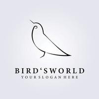 amoureux des oiseaux, conception d'illustration vectorielle du logo du monde des oiseaux, mini logo d'oiseau d'art en ligne simple vecteur