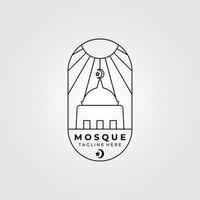 vecteur de logo de mosquée, illustration d'art en ligne, graphique de conception vintage, logo musulman