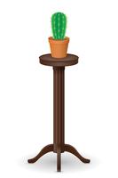 stand de meubles de pots de fleurs et illustration vectorielle de cactus vecteur