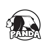 mascotte panda création de logo emblème noir et blanc vecteur