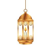 ramadan kareem lanterne dorée suspendue, décoration de la culture de l'islam arabe sur fond blanc vecteur
