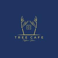 conception d'illustration vectorielle de logo de café d'arbre , logo immobilier , logo d'arbre de maison vecteur