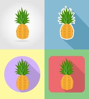 fruits ananas plat icônes définies avec l&#39;illustration vectorielle ombre vecteur