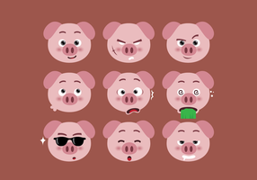 ensemble d&#39;expressions de visages de porc vecteur