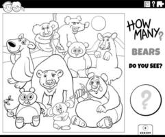 comptage des ours de dessin animé jeu éducatif page de livre de coloriage vecteur